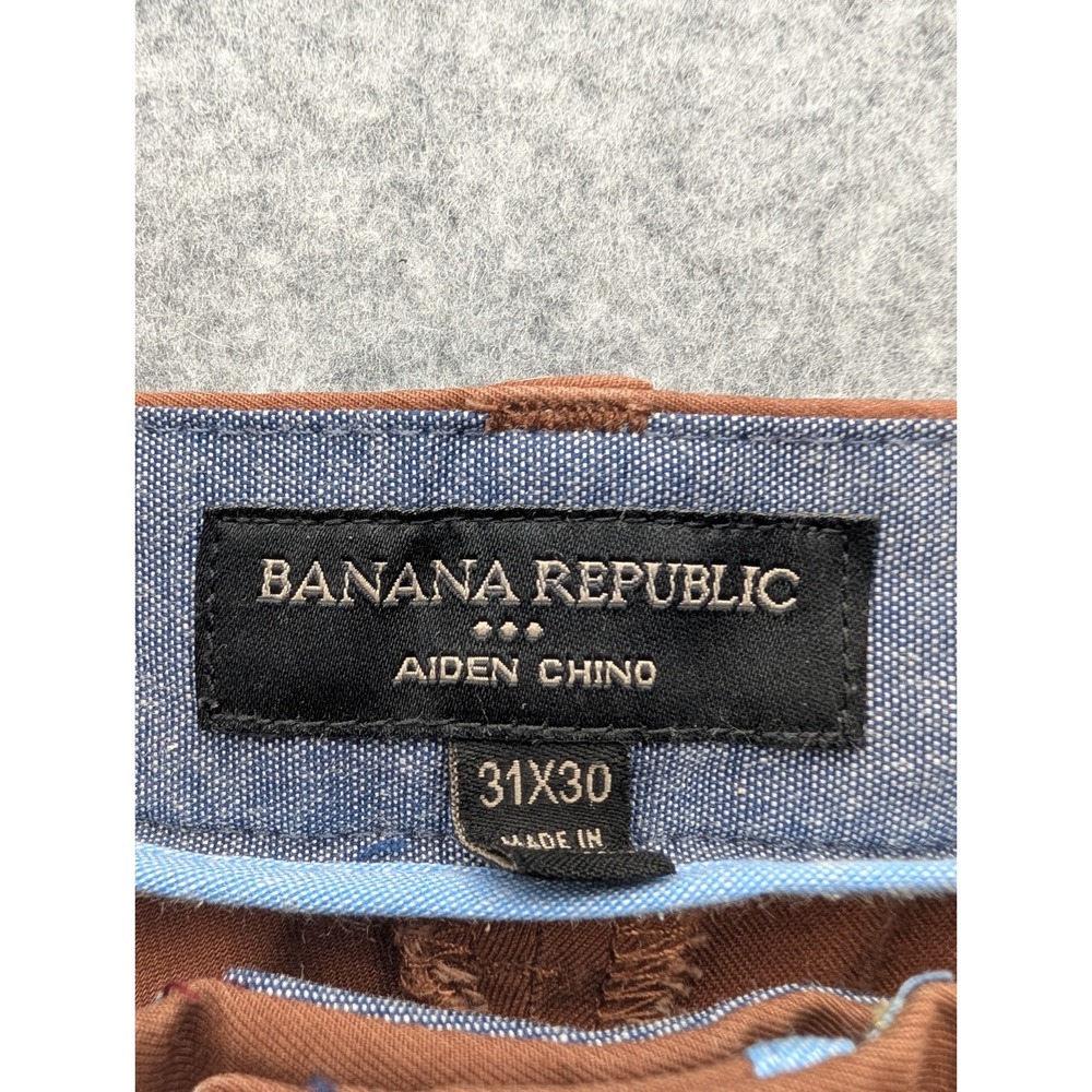 Banana Republic Aiden Chino Men's Casual Pants 31-30 Brown Slim Straight - Picture 3 of 8